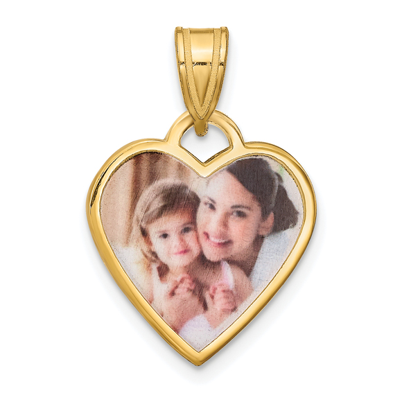 Sterling Silver/Gold-plated Small Heart Picture Jewelry Pendant - Picture 1 of 4